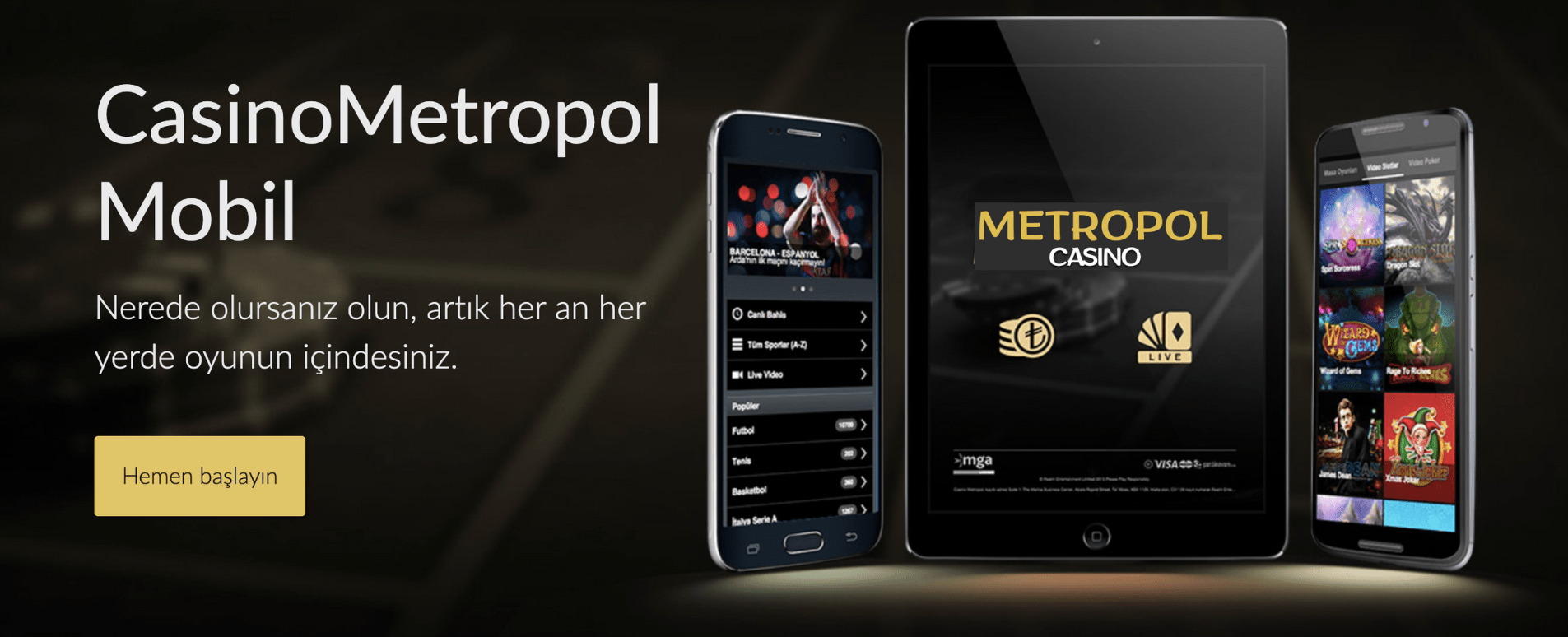 Casino Metropol mobil uygulama önizlemesi